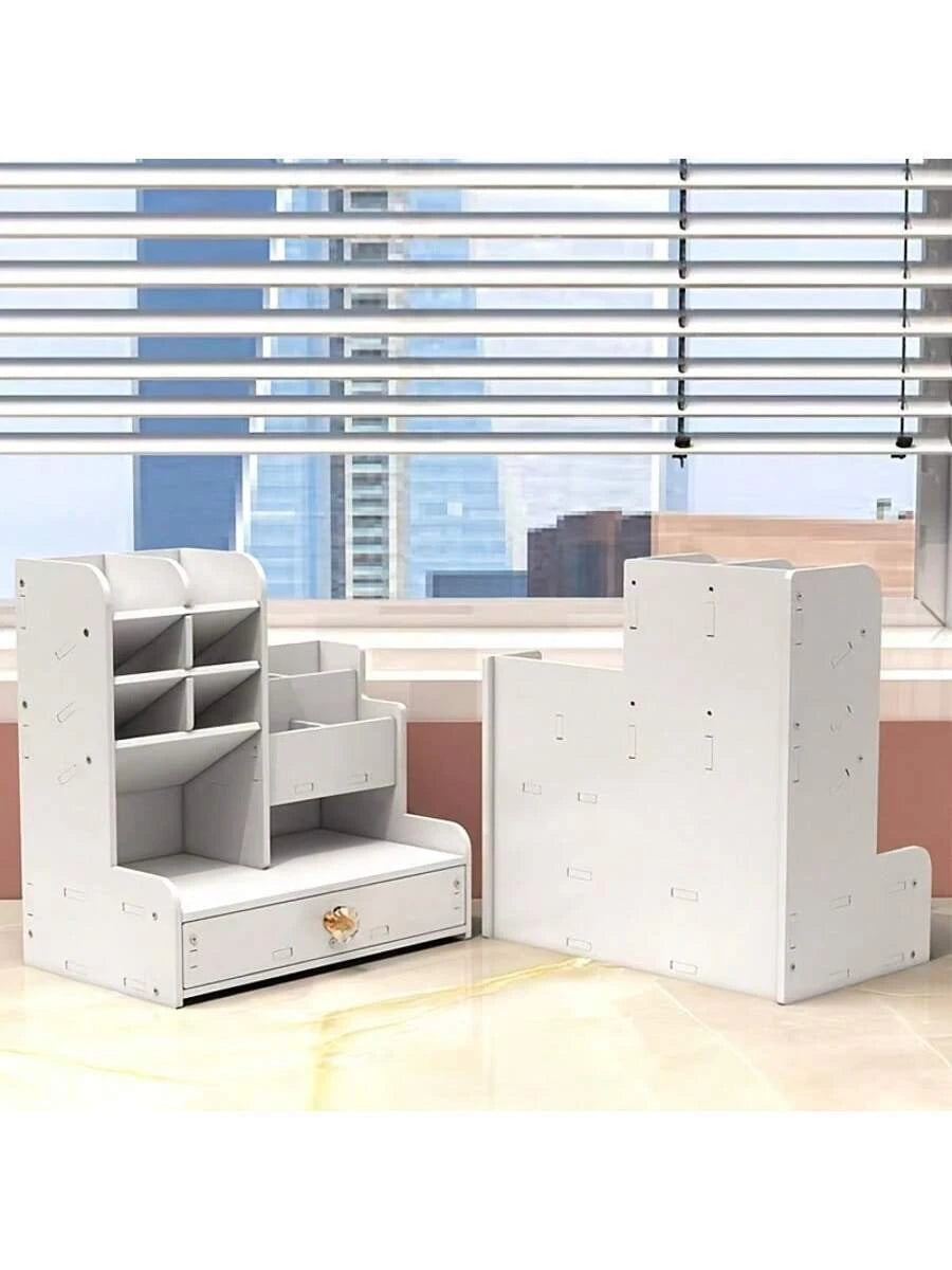 Desktop Pen Holder Storage Box Drawer Style, Large Capacity Storage Rack Slanted Pen Holder