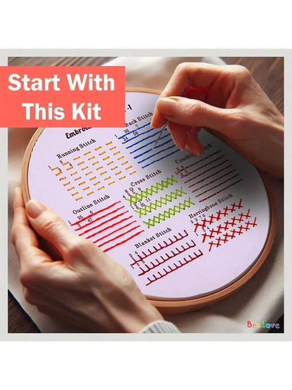 4 Sets Of Beginner Embroidery Kits, Adult Plant Kits For Learning 33 Different Stitches