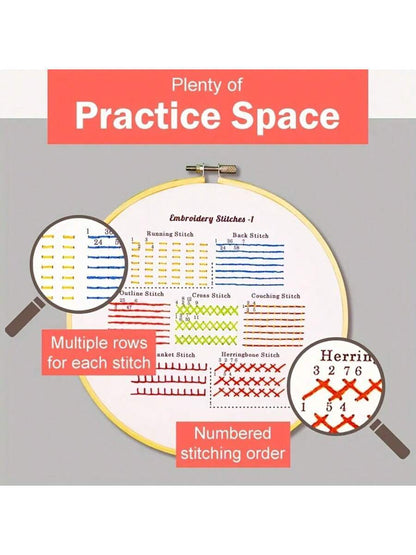 4 Sets Of Beginner Embroidery Kits, Adult Plant Kits For Learning 33 Different Stitches