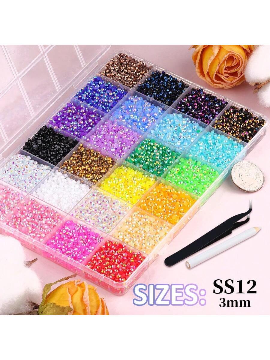 30000Pcs Resin Jelly Rhinestones for Bedazzling, Mixed Color 3mm Flatback Gems