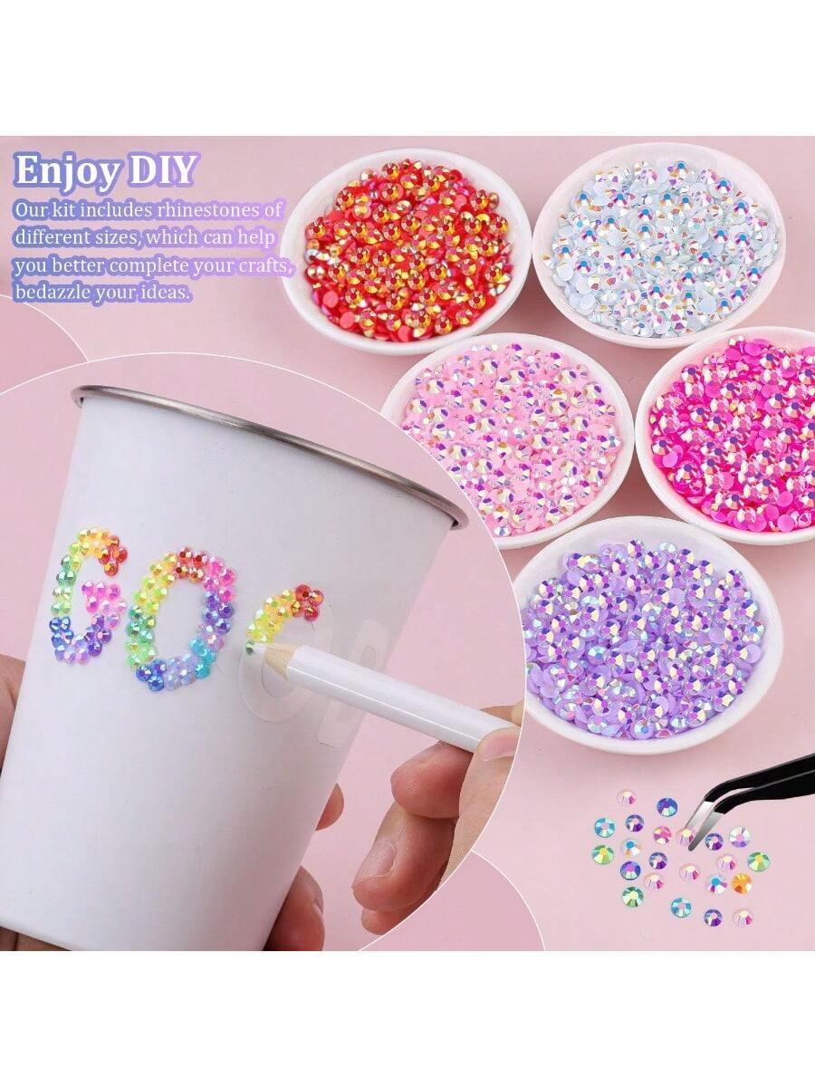 30000Pcs Resin Jelly Rhinestones for Bedazzling, Mixed Color 3mm Flatback Gems