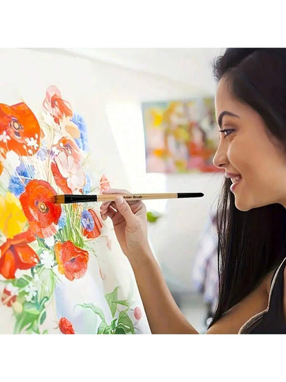 32 Nylon Paintbrush Set, Round Hazelnut Flat Fan Angled and Detail Brushes