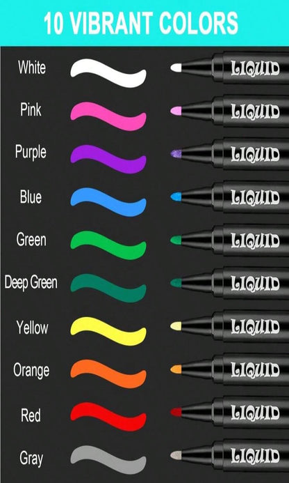 Chalk Markers Fine Tip 10-Pack, Erasable Liquid Chalk Pens