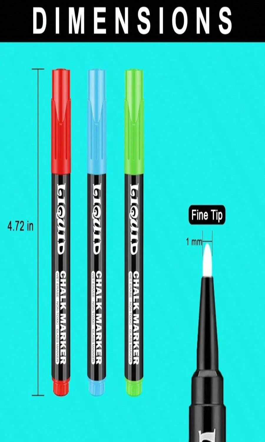 Chalk Markers Fine Tip 10-Pack, Erasable Liquid Chalk Pens