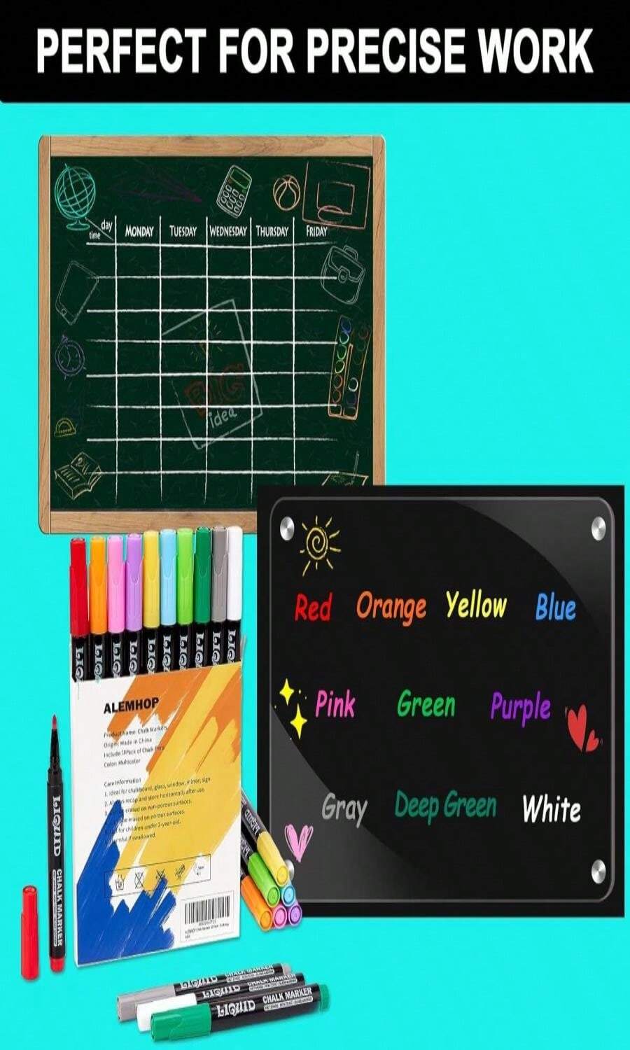 Chalk Markers Fine Tip 10-Pack, Erasable Liquid Chalk Pens