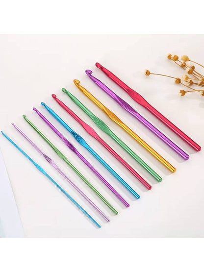14-Piece Colorful Aluminum Crochet Hook Set  2-10 Mm Knitting Needles, Suitable For Beginners, Single-Head Knitting Crochet DIY Tools, Sweater Scarf Needles