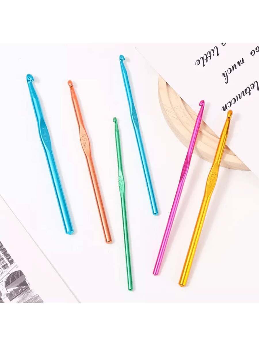 14-Piece Colorful Aluminum Crochet Hook Set  2-10 Mm Knitting Needles, Suitable For Beginners, Single-Head Knitting Crochet DIY Tools, Sweater Scarf Needles