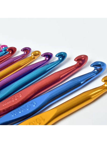 14-Piece Colorful Aluminum Crochet Hook Set  2-10 Mm Knitting Needles, Suitable For Beginners, Single-Head Knitting Crochet DIY Tools, Sweater Scarf Needles