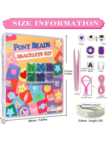900 PCS Pony Beads Bulk Kandi Kit For Necklace Jewelry Making Hair Braiding Bracelets Making Kits