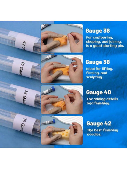 130 PCS Wool Felting Needles Kit with Metal Storage Box