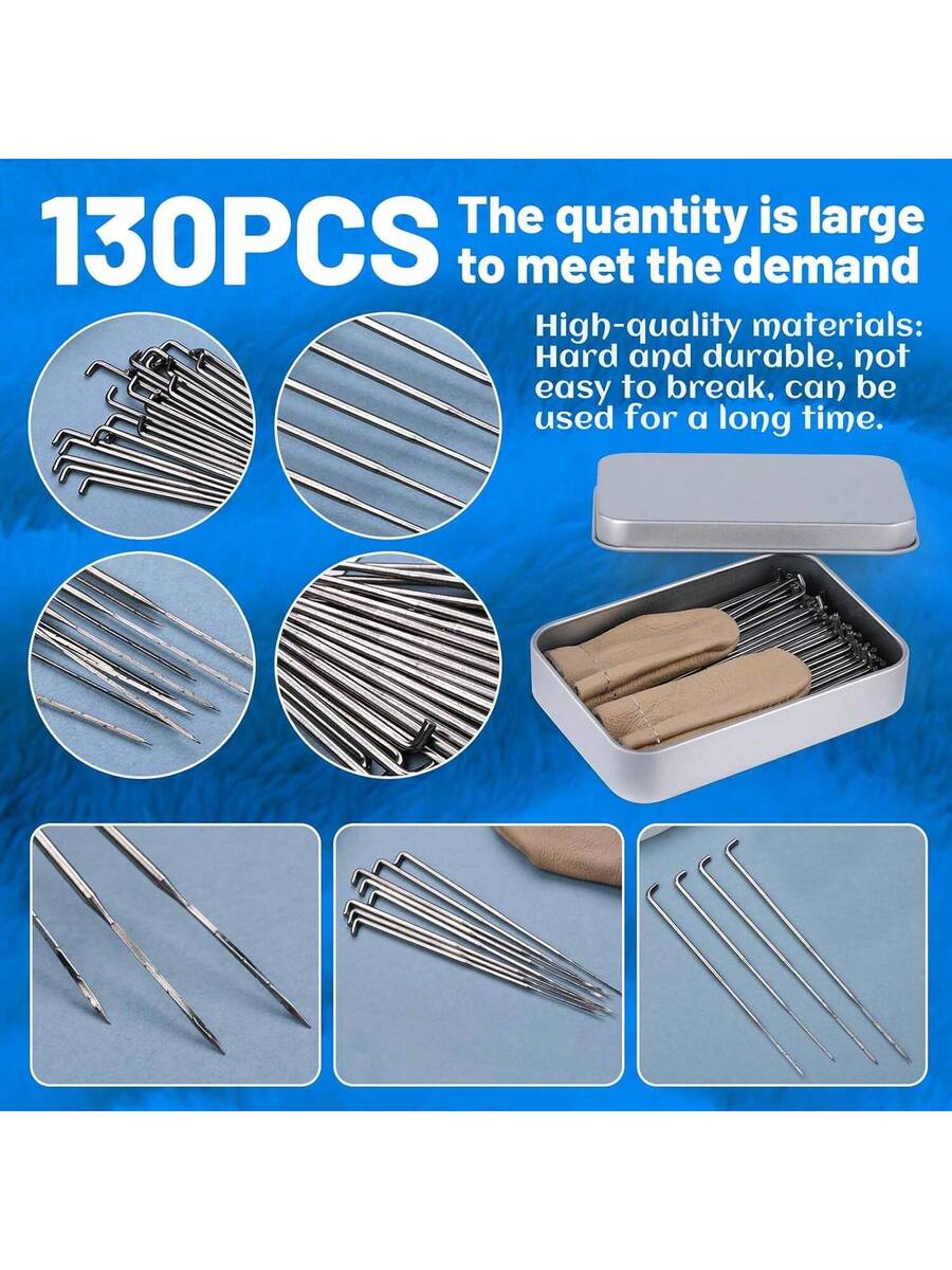 130 PCS Wool Felting Needles Kit with Metal Storage Box