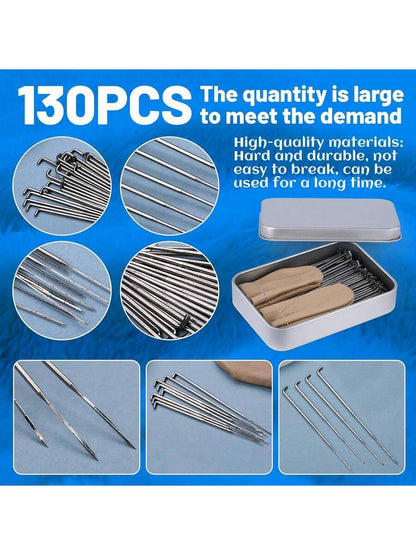130 PCS Wool Felting Needles Kit with Metal Storage Box