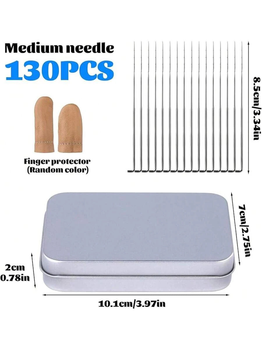 130 PCS Wool Felting Needles Kit with Metal Storage Box