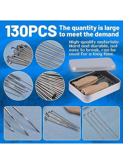 130 PCS Wool Felting Needles Kit with Metal Storage Box