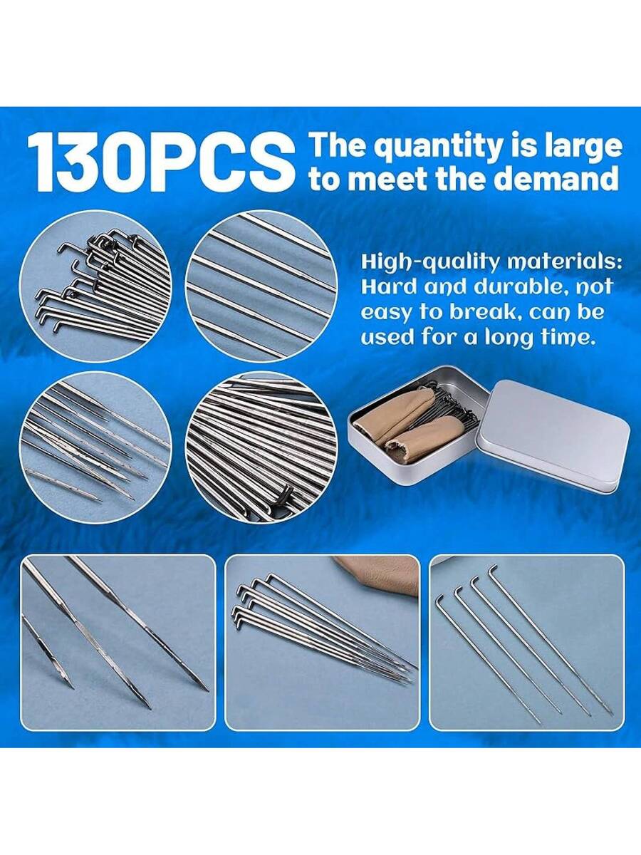 130 PCS Wool Felting Needles Kit with Metal Storage Box