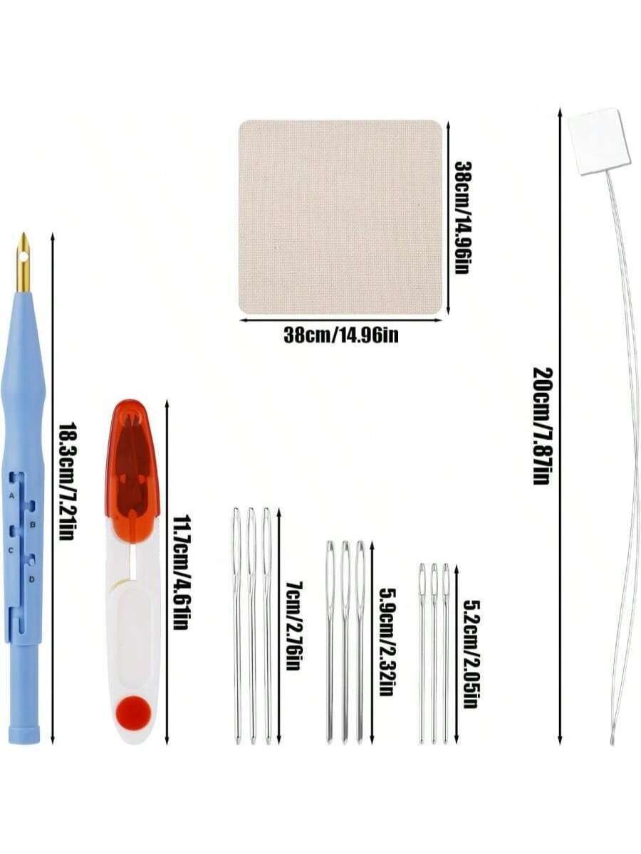 13pcs Punch Needle Kit, Adjustable Punch Embroidery Kit with 9 Embroidery Needles