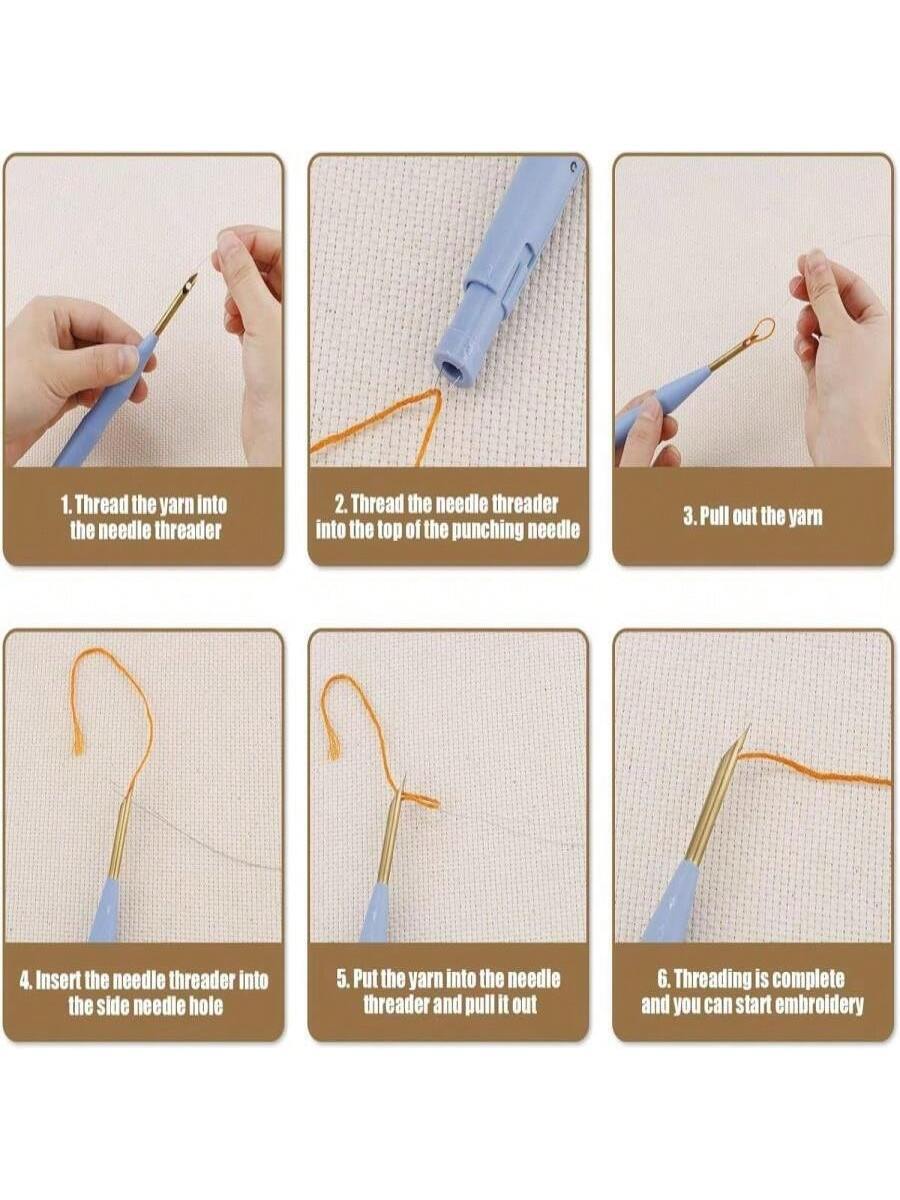 13pcs Punch Needle Kit, Adjustable Punch Embroidery Kit with 9 Embroidery Needles