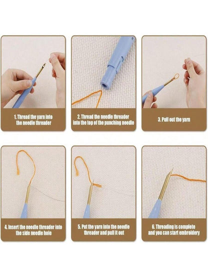 13pcs Punch Needle Kit, Adjustable Punch Embroidery Kit with 9 Embroidery Needles