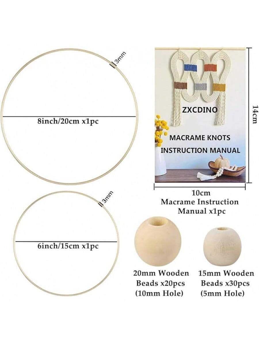 87pcs Macrame Kits for Beginners, 3mm x 220 yards Natural Cotton Cord, Wall Hanging Kit