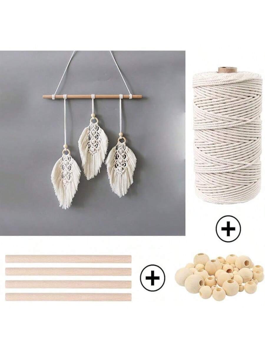 87pcs Macrame Kits for Beginners, 3mm x 220 yards Natural Cotton Cord, Wall Hanging Kit