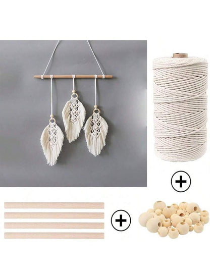 87pcs Macrame Kits for Beginners, 3mm x 220 yards Natural Cotton Cord, Wall Hanging Kit