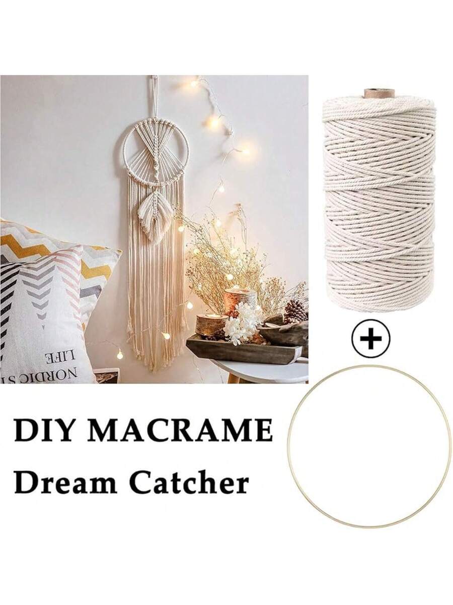87pcs Macrame Kits for Beginners, 3mm x 220 yards Natural Cotton Cord, Wall Hanging Kit