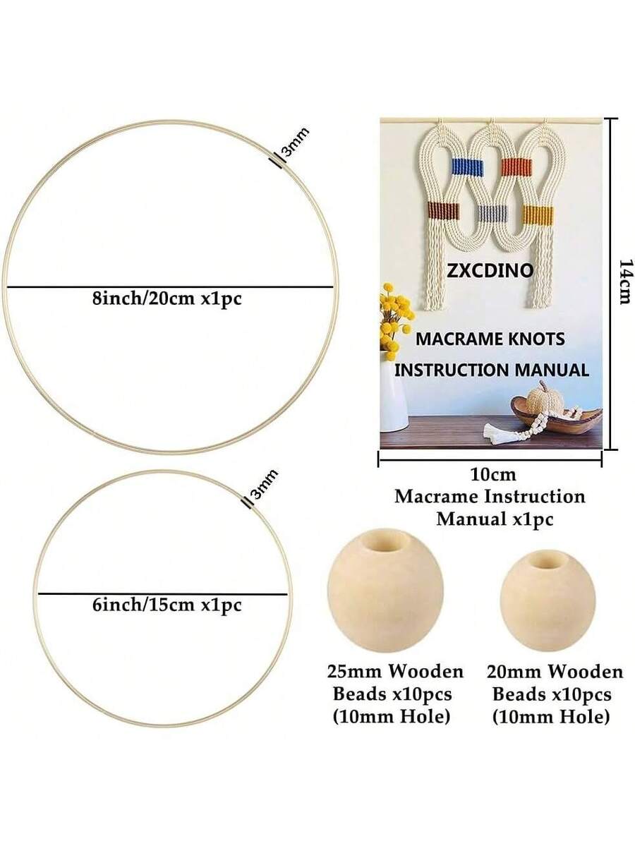 87pcs Macrame Kits for Beginners, 3mm x 220 yards Natural Cotton Cord, Wall Hanging Kit