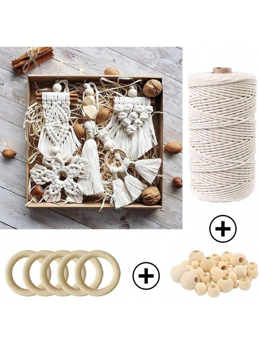 87pcs Macrame Kits for Beginners, 3mm x 220 yards Natural Cotton Cord, Wall Hanging Kit