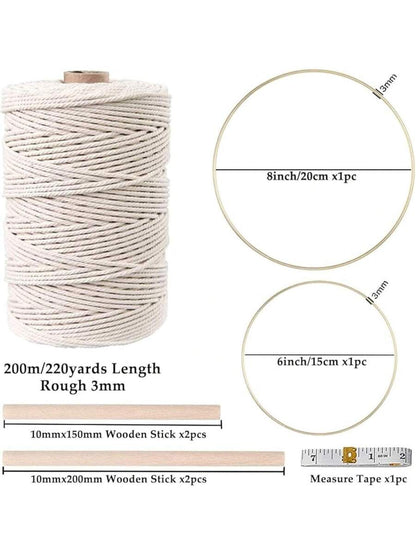 87pcs Macrame Kits for Beginners, 3mm x 220 yards Natural Cotton Cord, Wall Hanging Kit