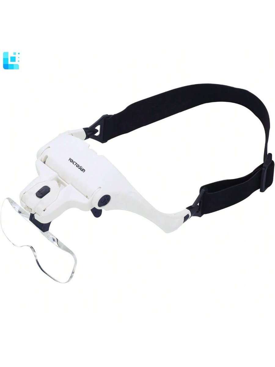 Head Magnifying Visor with 4 LED Lights and 5 Detachable Lenses (1X-3.5X)