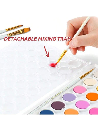 48 Colors Watercolor Paint Set with 4 Paint Brushes and 1 Water Brush Pen