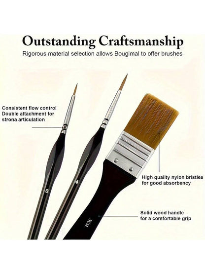 32 Pieces Nylon Brush Art Set with Multiple Brush Shapes