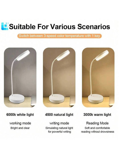 Touch Dimmable Flexible Night Lamp, USB Rechargeable Gooseneck Desk Light