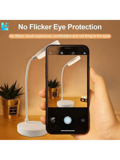Touch Dimmable Flexible Night Lamp, USB Rechargeable Gooseneck Desk Light