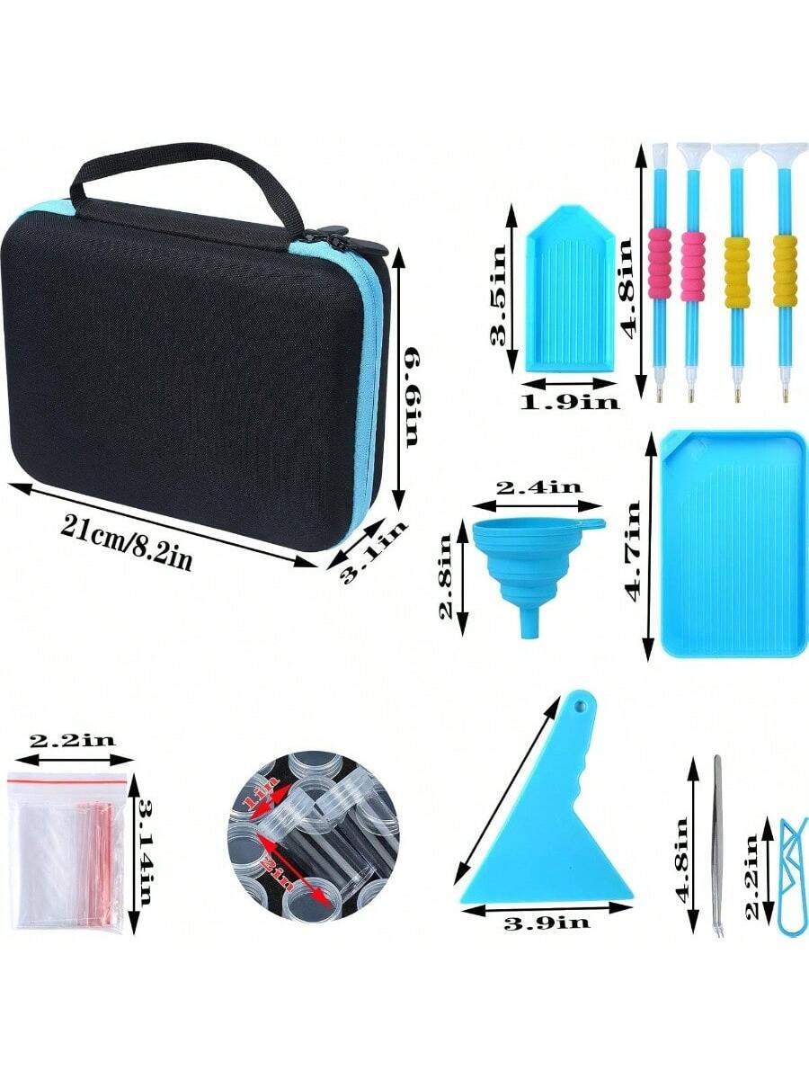Blue Art Painting Storage Containers 30 Slots, Art Painting Accessories And Tools Storage Case