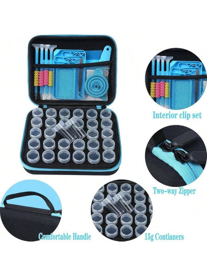 Blue Art Painting Storage Containers 30 Slots, Art Painting Accessories And Tools Storage Case