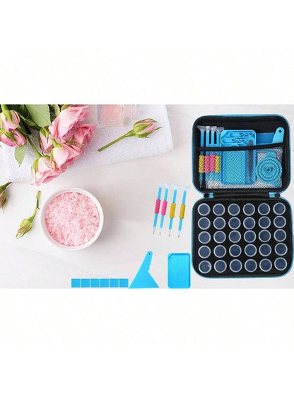 Blue Art Painting Storage Containers 30 Slots, Art Painting Accessories And Tools Storage Case