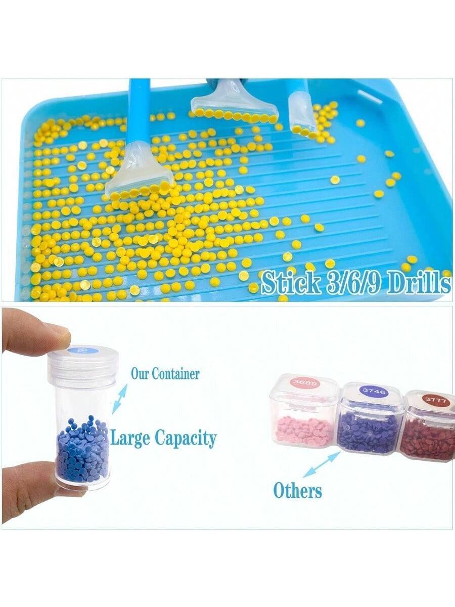 Blue Art Painting Storage Containers 30 Slots, Art Painting Accessories And Tools Storage Case