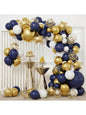 117-Piece Navy Blue & Gold Balloon Garland Kit - Navy, Gold & White Confetti Balloon Arch for Birthday, Wedding, Graduation Party Decor