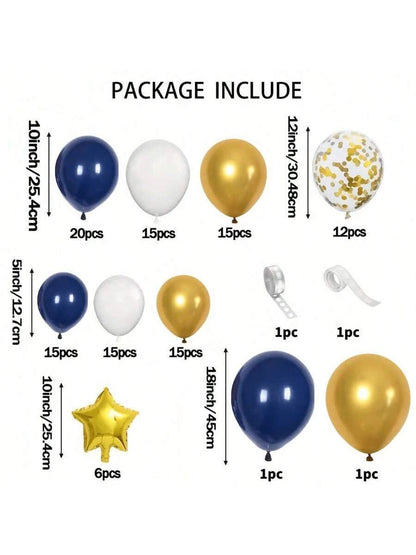 117-Piece Navy Blue & Gold Balloon Garland Kit - Navy, Gold & White Confetti Balloon Arch for Birthday, Wedding, Graduation Party Decor