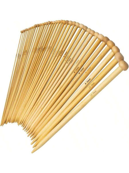 36 PCS Bamboo Knitting Needles Set, Single-Pointed Knitting Needles 9 Inches Length Knitting Crochet Supplies For Beginners Handmade (18 Sizes From 20mm-100mm)