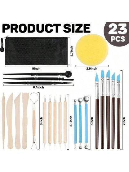 Clay Tools 23 PCS, Clay Sculpting Dry Clay Tools Pottery Tools Set