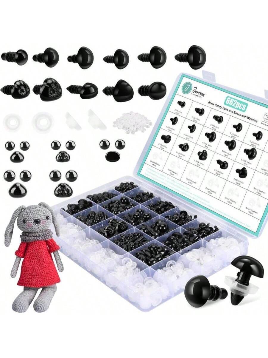 662Pcs Safety Eyes and Noses for Amigurumi, Junreox Premium 5-14mm Safety Eyes for Crochet
