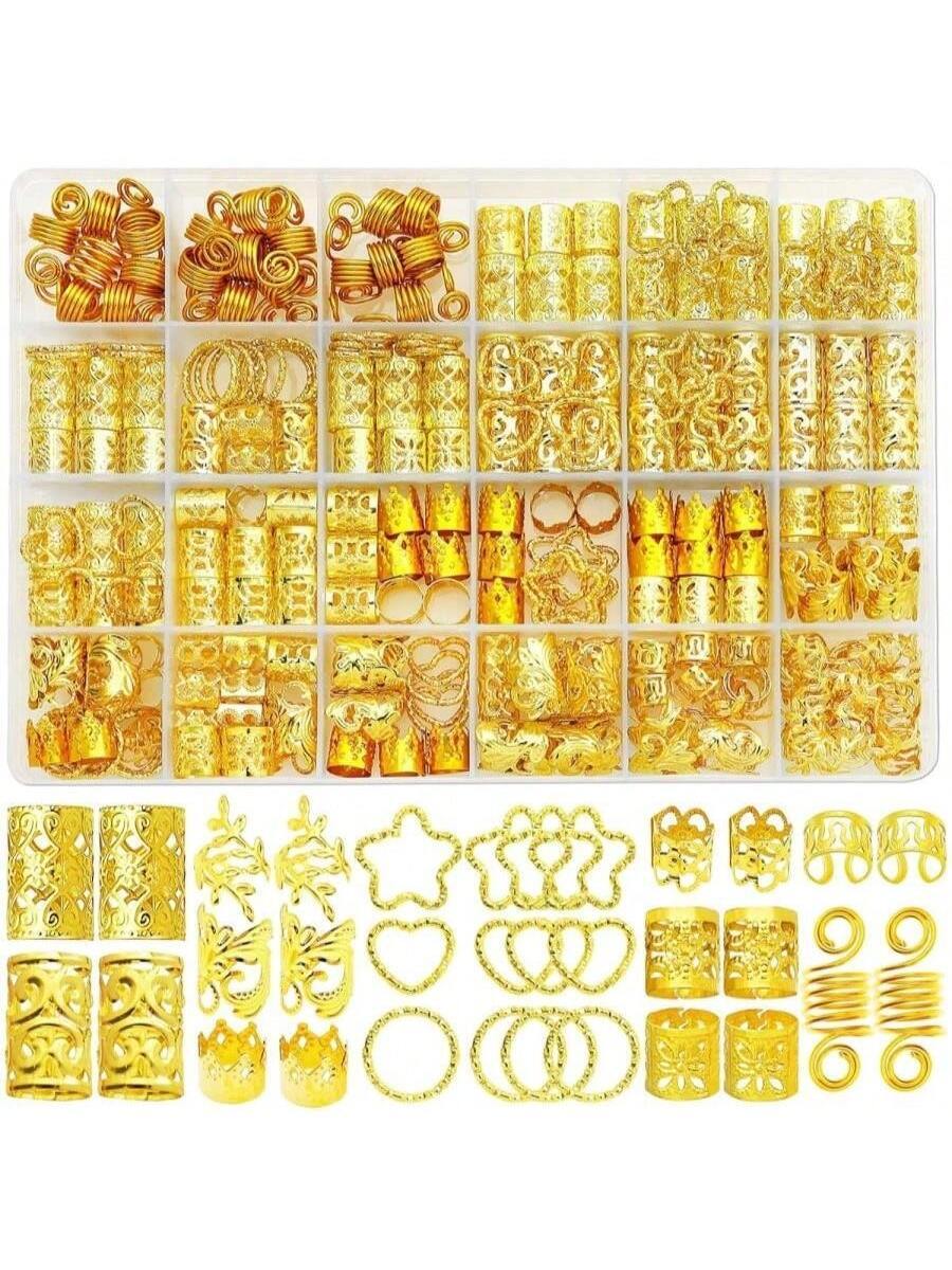 260 Pcs Hair Jewelry For Braids, Hair Beads Accessories For Dreadlock Metal Hair Clips Cuffs Rings