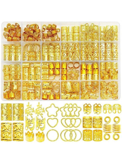 260 Pcs Hair Jewelry For Braids, Hair Beads Accessories For Dreadlock Metal Hair Clips Cuffs Rings