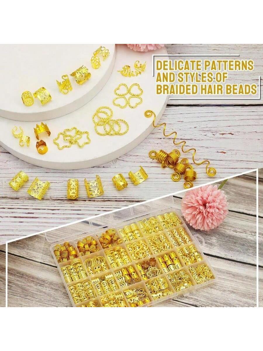 260 Pcs Hair Jewelry For Braids, Hair Beads Accessories For Dreadlock Metal Hair Clips Cuffs Rings