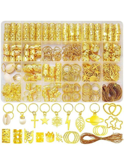 260 Pcs Hair Jewelry For Braids, Hair Beads Accessories For Dreadlock Metal Hair Clips Cuffs Rings