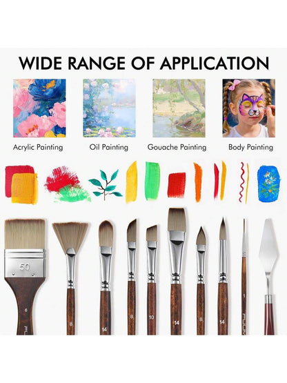 25pcs Paint Brush Set, Acrylic Paint Brushes Professional Artist Series