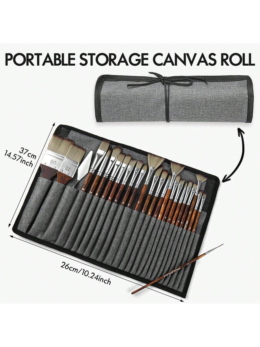 25pcs Paint Brush Set, Acrylic Paint Brushes Professional Artist Series