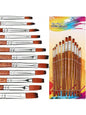 12 PCS Flat Brushes Set, Professional Nylon Paint Brushes with Long Handle